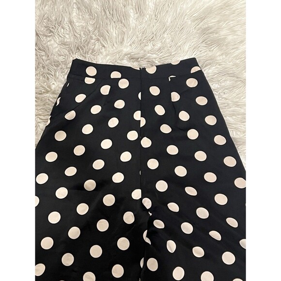 DO+BE Women’s Wide Leg Size Small Ankle Length Polka Dot White And Black - Picture 4 of 10